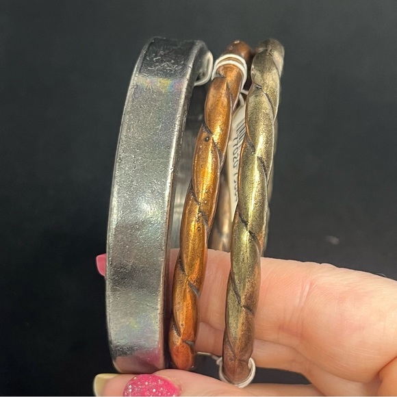 vintage chunky light weight bangles copper gold silver tones rope boho - Picture 2 of 3